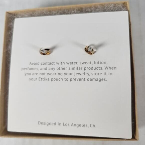 Ettika Gold Plated Acrylic Pearl Gold Hoop Dangle Classic Feminine Earrings - Picture 2 of 3